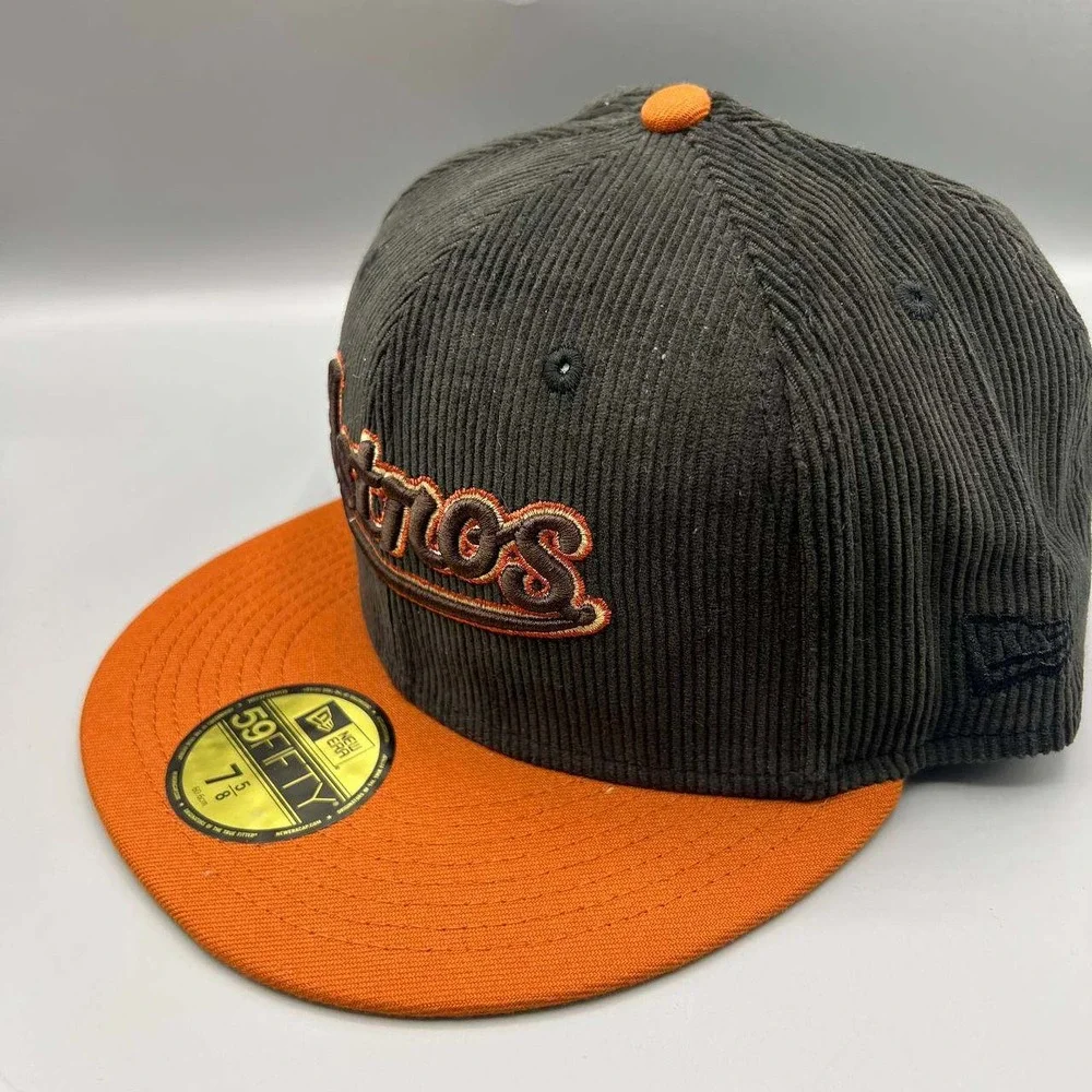 Houston Astros Hat Men 7 5/8 Black Green Corduroy 59Fifty New Era MLB Fitted Cap